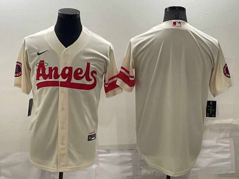 Men Los Angeles Angels Blank Cream City Edition Game Nike 2022 MLB Jersey->women mlb jersey->Women Jersey